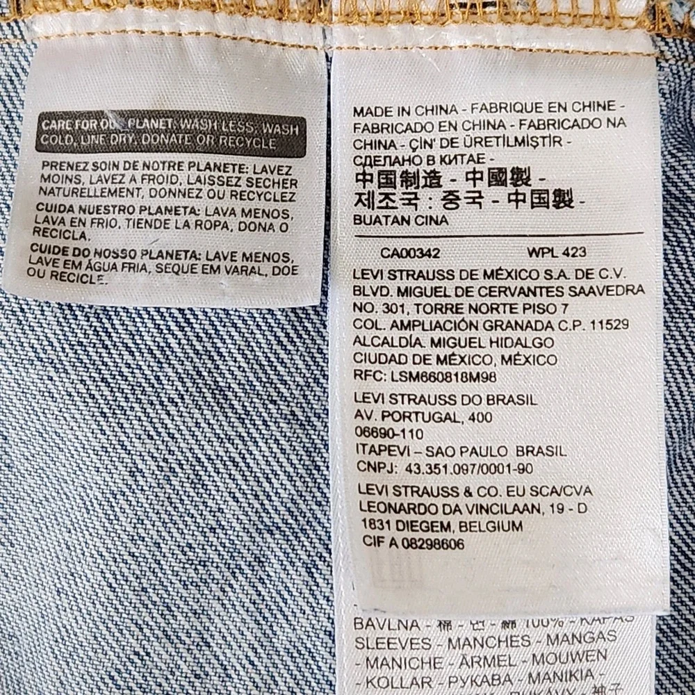 Levis Hybrid Hoodie Trucker Jacket Mens‎ Medium Blue Denim Grey Jersey Sleeves - Picture 6 of 13